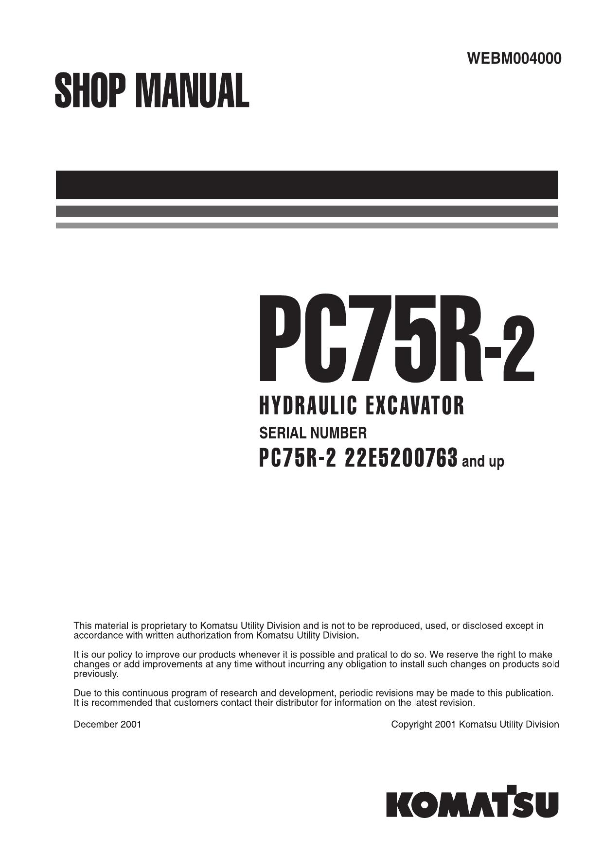 PC75R-2 Shop Manual